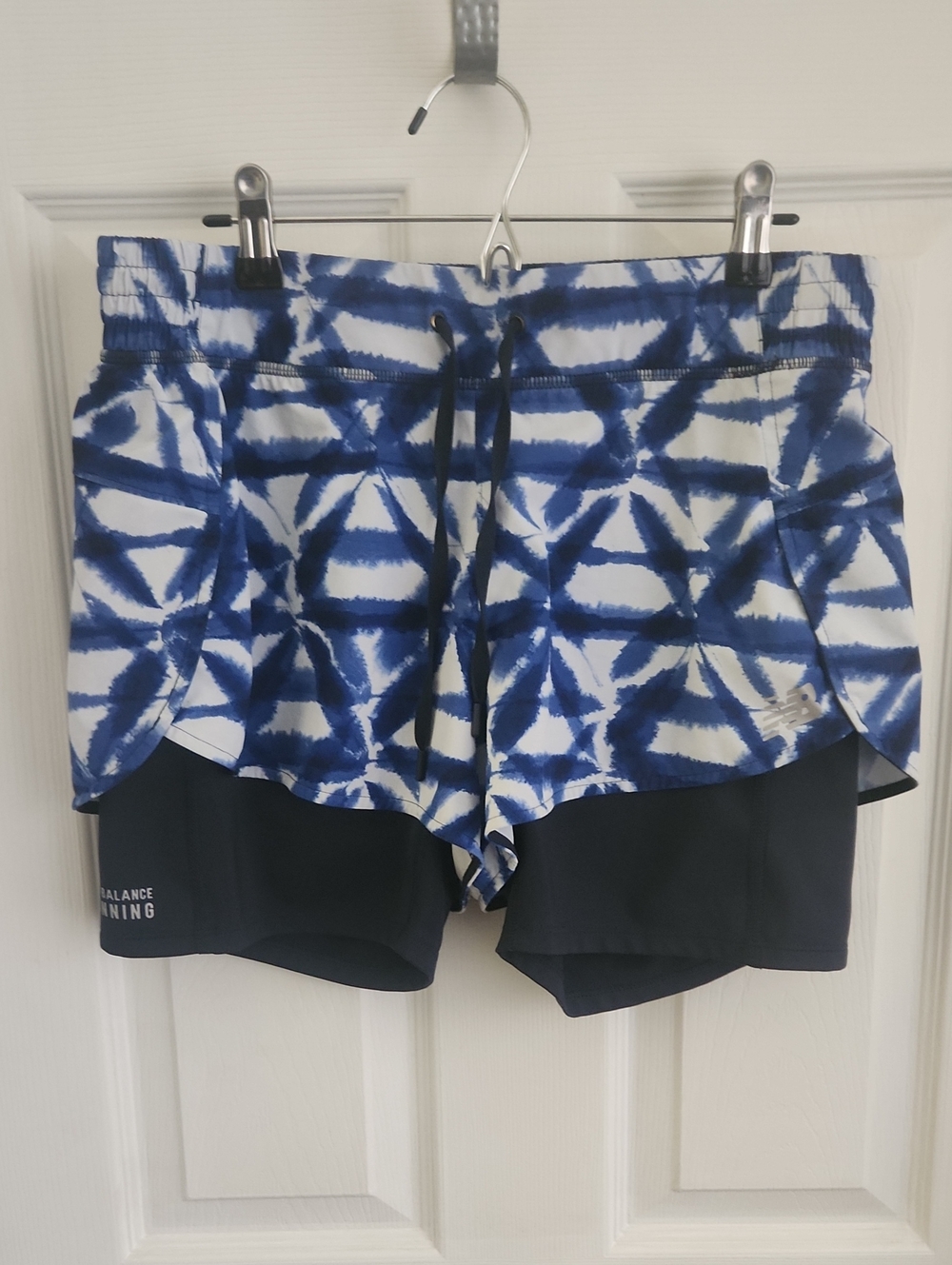 New Balance Navy and White Tie-Dye Layered Running Shorts